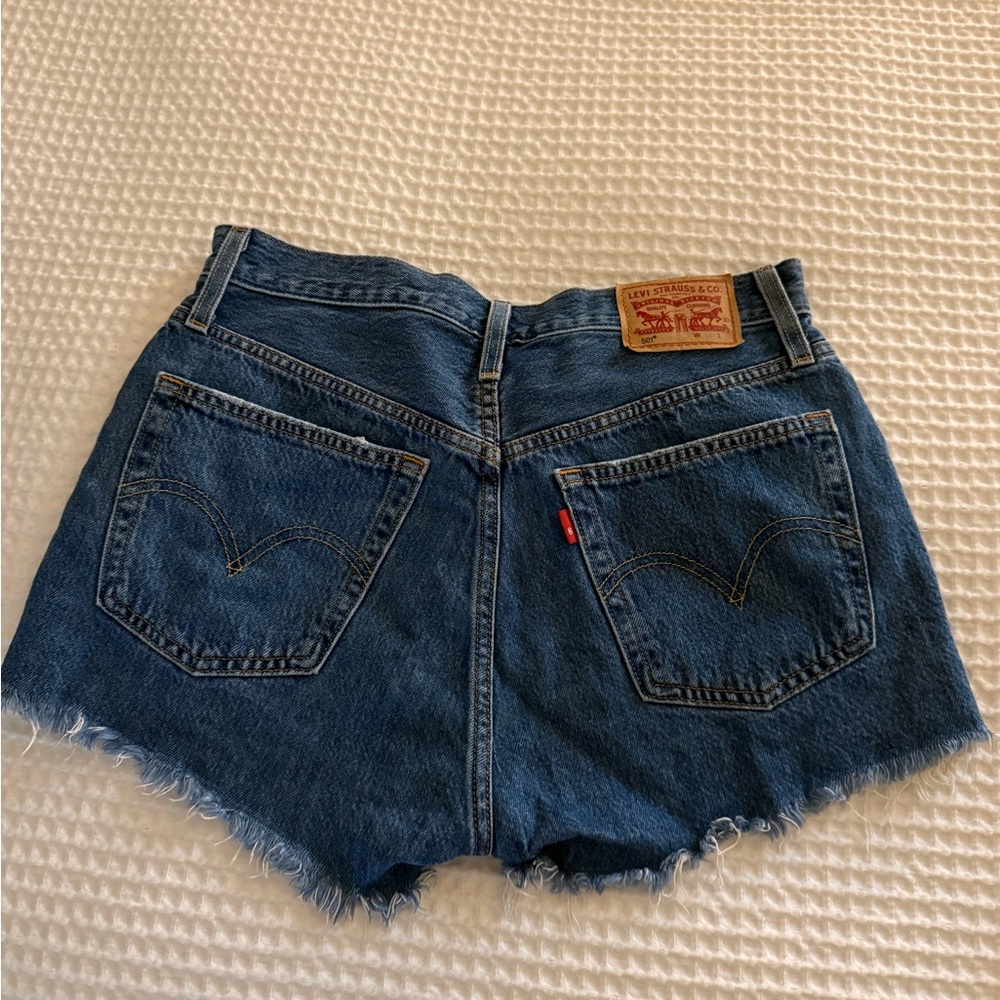 Levi's Blue Jean Shorts with Frayed Hem